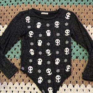 Occasion Black White Panda Bear Snowflake Long Sleeve Shirt Girls 7/8